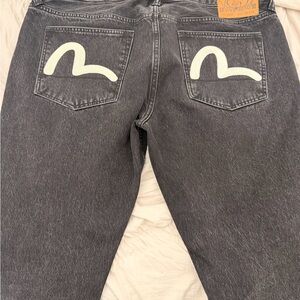 Evisu Gray Slim Fit Jeans with Iconic White Detailing